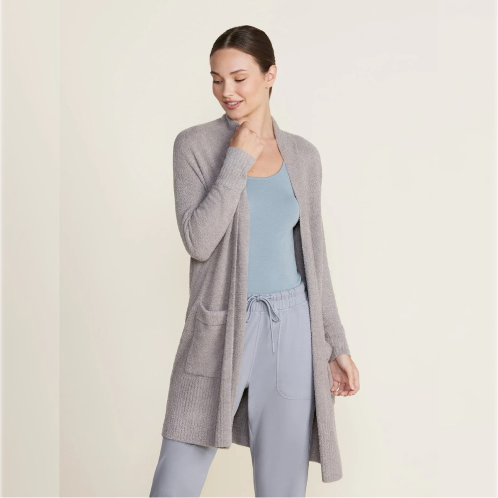 Barefoot Dreams CozyChic Lite Open Cardigan Sweater 3X Waffle Knit Gray Lounge - Picture 2 of 14